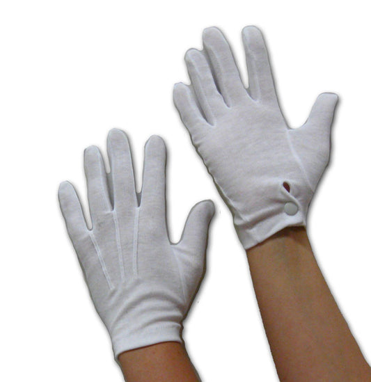 White Gloves with Snap Close Wrist