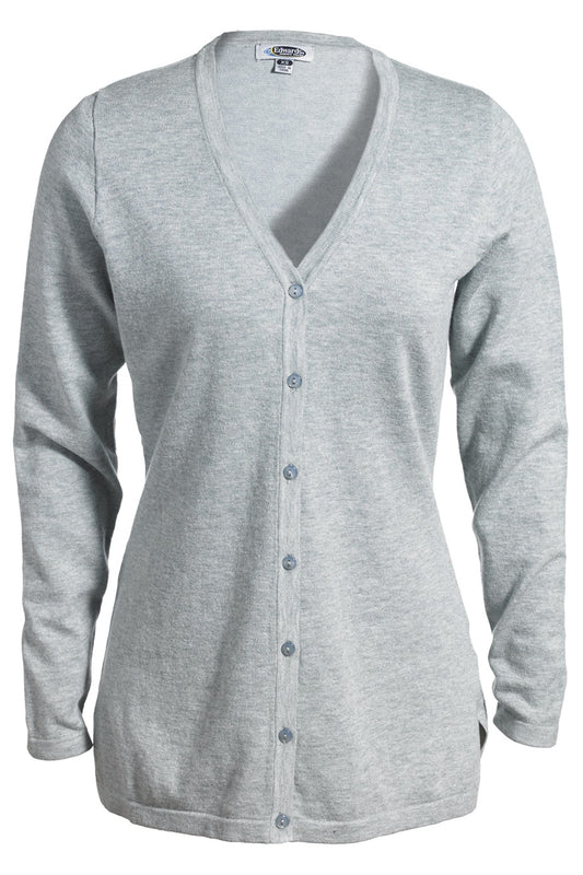 Ladies' V-Neck Fine Gauge Long Cardigan Sweater