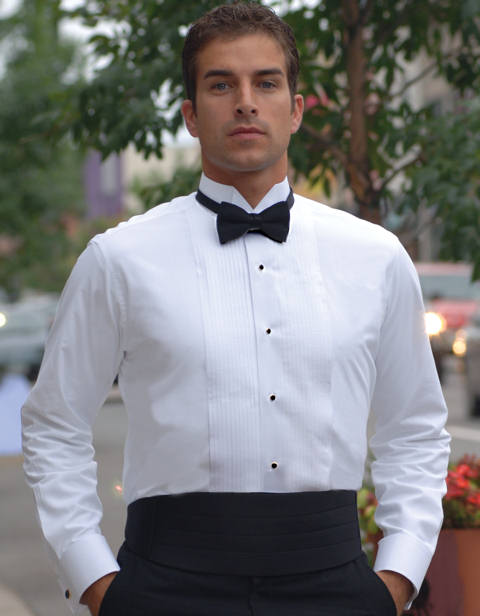 Vegan Wing Tip Collar Tuxedo Shirt