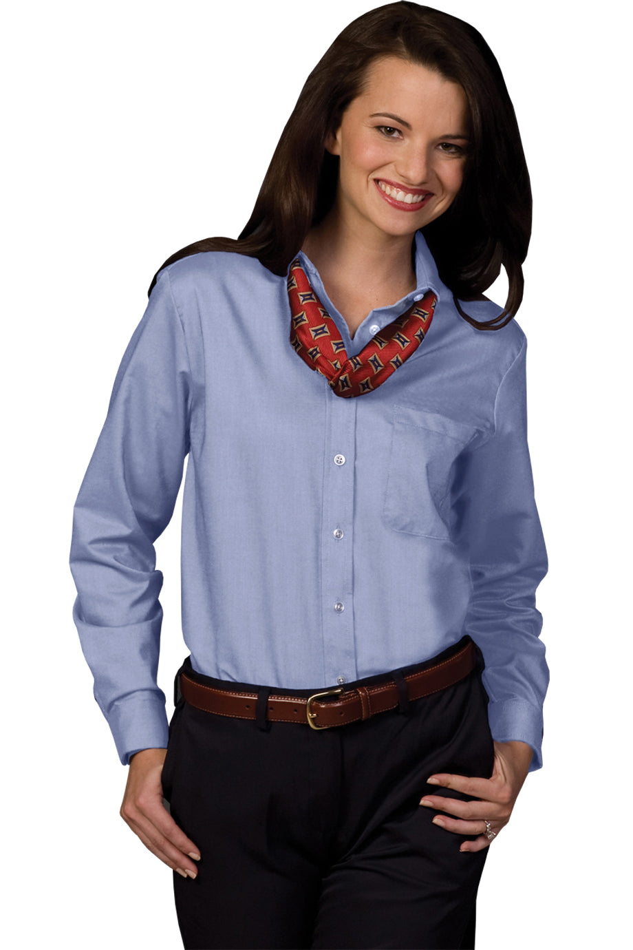 Ladies Easy Care Oxford Long Sleeve Blouse
