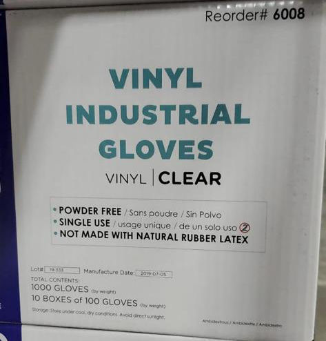 Clear Industrial Viny Gloves - 1,000 count